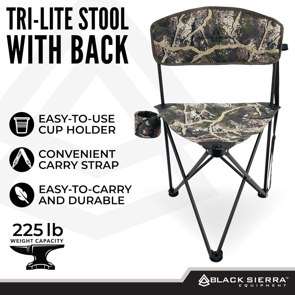 Black Sierra Tri Lite Stool w/ Back