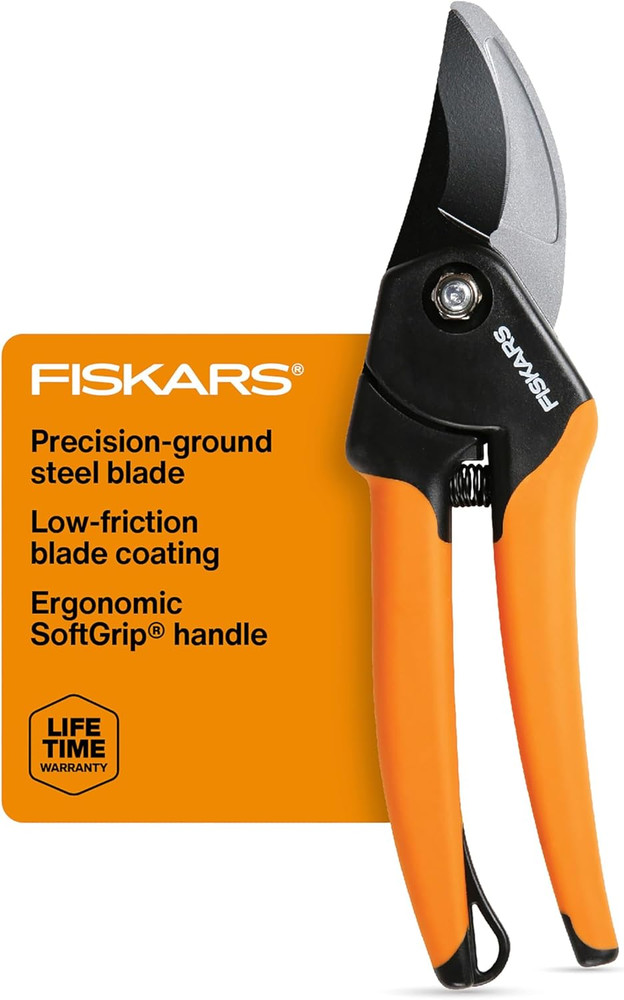 Fiskars Bypass Pruning Shears, 5/8-Inch Cut Capacity Softgrip Hand Pruner for Sm
