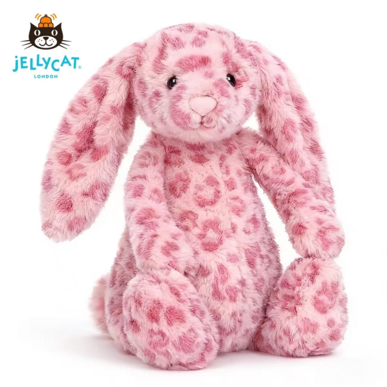 Jellycat NWT Hopscone Luxe Bunny Plush Toy Pink Leopard Print Bashful Bunny Doll