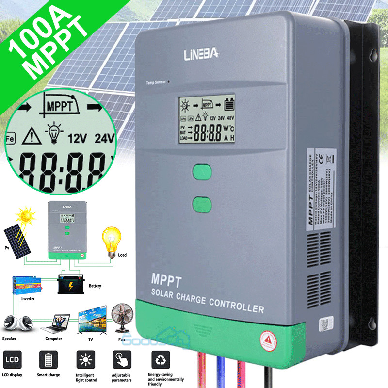 5200W 100A 12V/24V/36V/48V MPPT Solar Charge Controller LCD USB PV Regulator