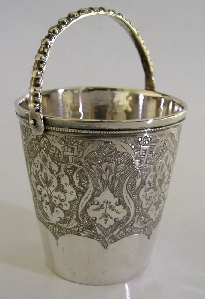 PERSIAN 84 SOLID SILVER BUCKET CUP BEAKER c1940 MIDDLE EASTERN ANTIQUE 56g
