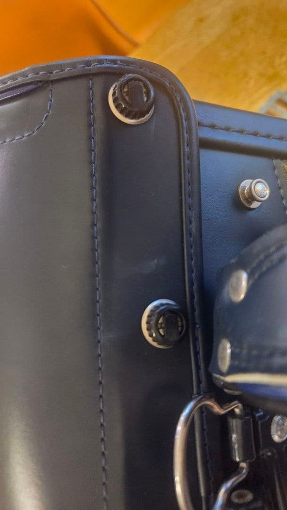 Randoseru Navy Synthetic Leather Backpack Diamond Pattern Adjustable Straps