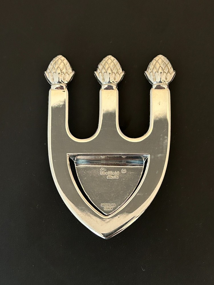 SHEFFIELD SILVER PLATED PINECONE TIPPED TRIDENT BOOK MARK - MADE IN ITALY -