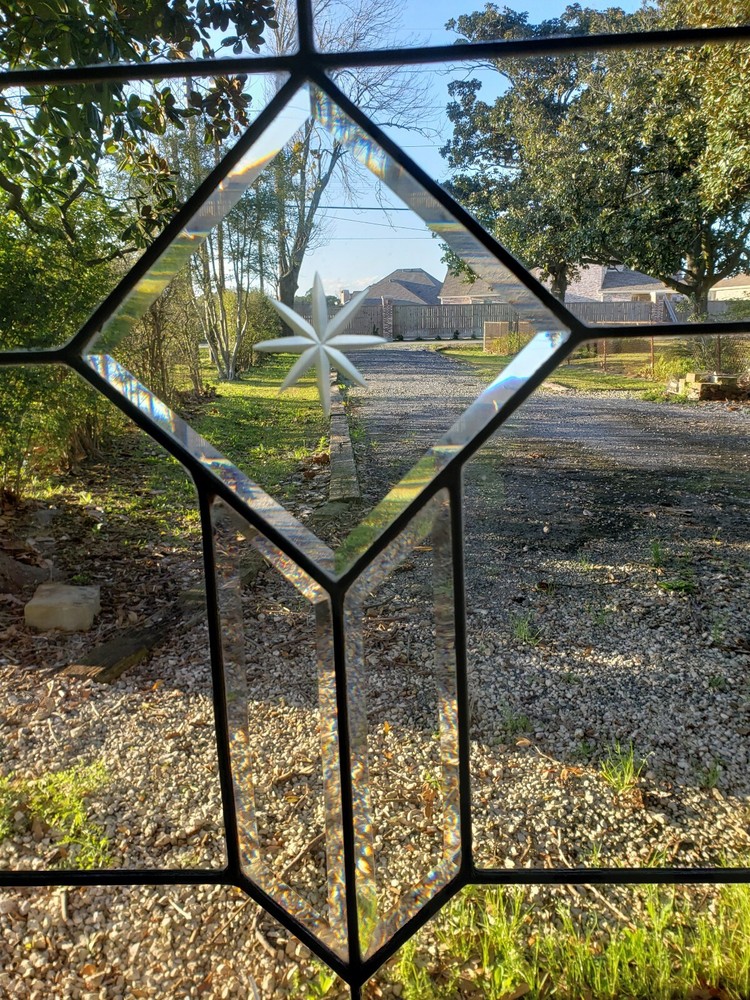 ANTIQUE BEVELED GLASS WINDOW ARCHITECTURAL SALVAGE