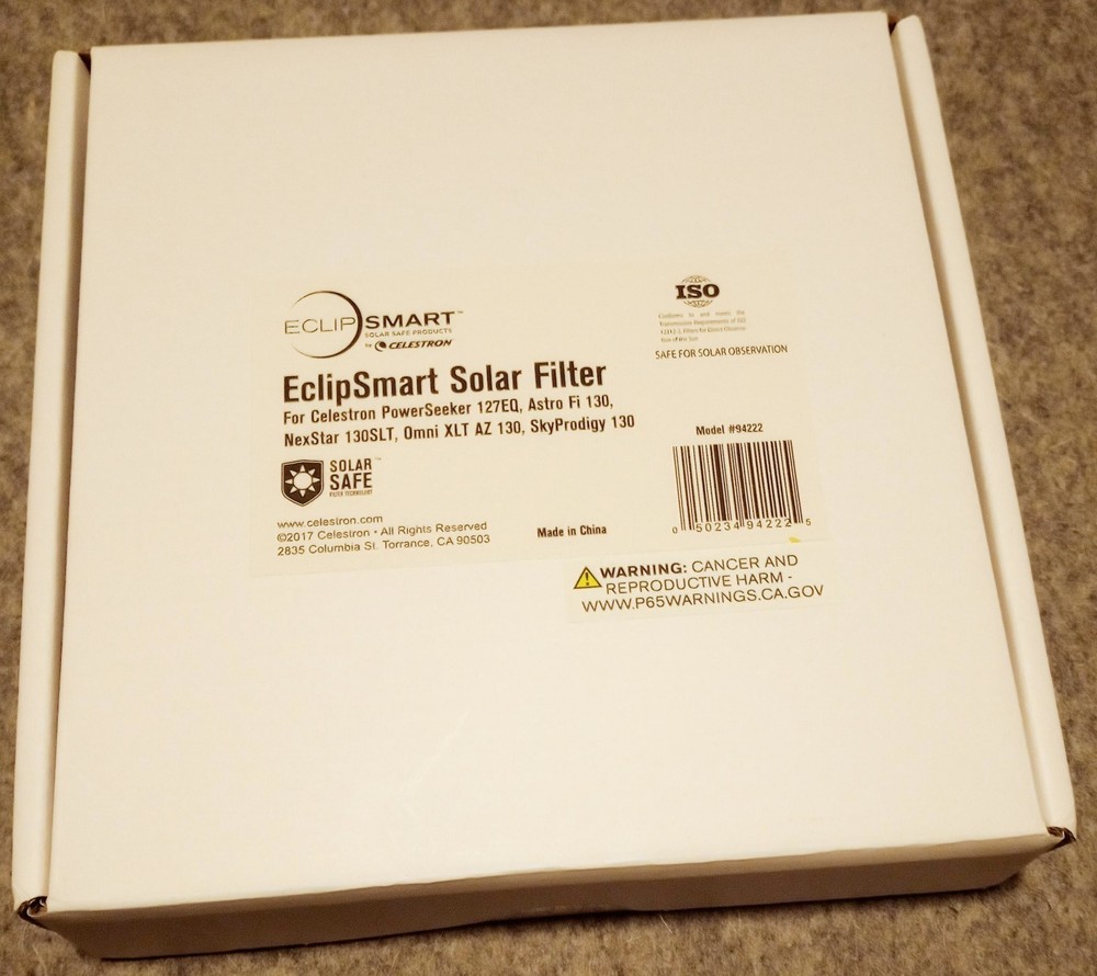 Celestron EclipSmart Solar Filter 94222 for 130mm Telescope NEW Sealed