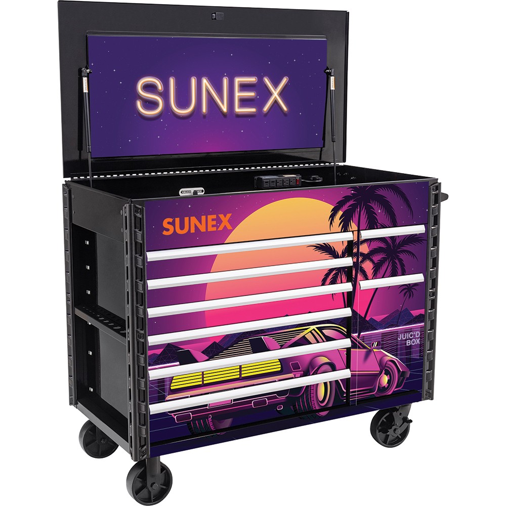 Juic'd BOX 50" 7 Drawer Power Cart with Retro Graphics SUU-8065PCBKRETRO