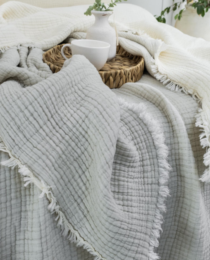 Boho Muslin Comforter Queen Size Turkish Cotton Soft Breathable Bedspread