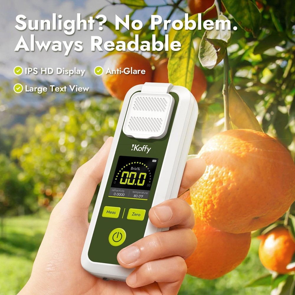 AI Digital Brix Refractometer with ATC, APP Sync & AI Analysis, 0-55% Range, ...