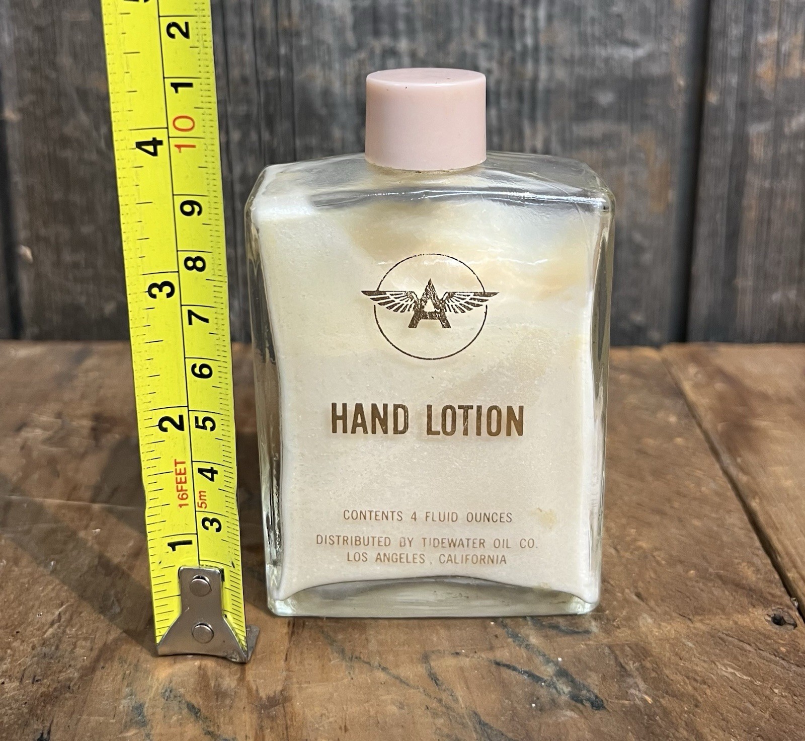 RARE Vintage Tidewater Oil Co. Flying A Hand Lotion Glass Bottle