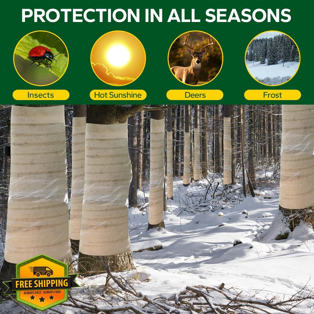 Emycool 328ft Tree Wrap, Trunk Protector from Deer
