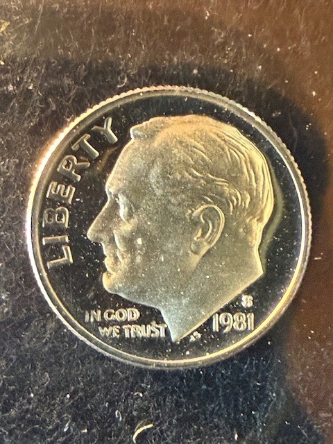 1981-S Roosevelt Dime Type 1 / First S Gem Proof CN-Clad