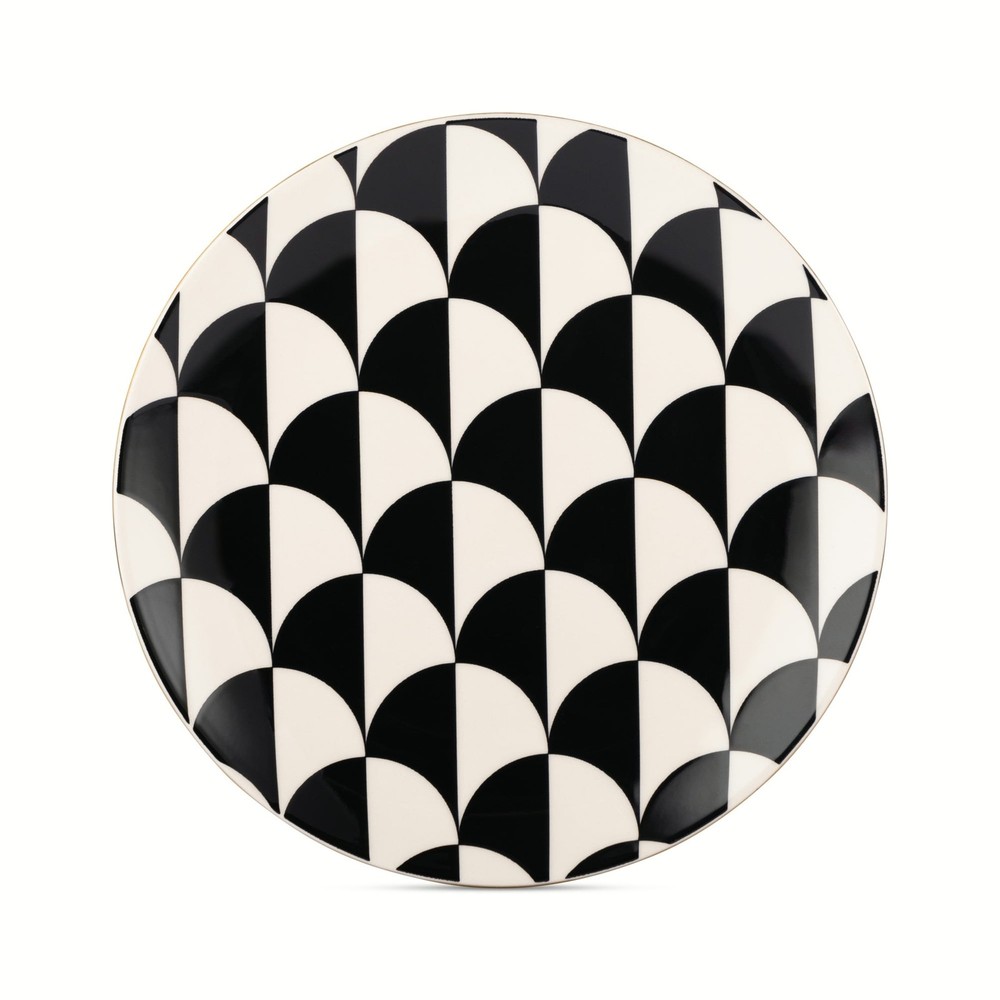 Emmett 12-Piece Ceramic Dinnerware Set Black & White