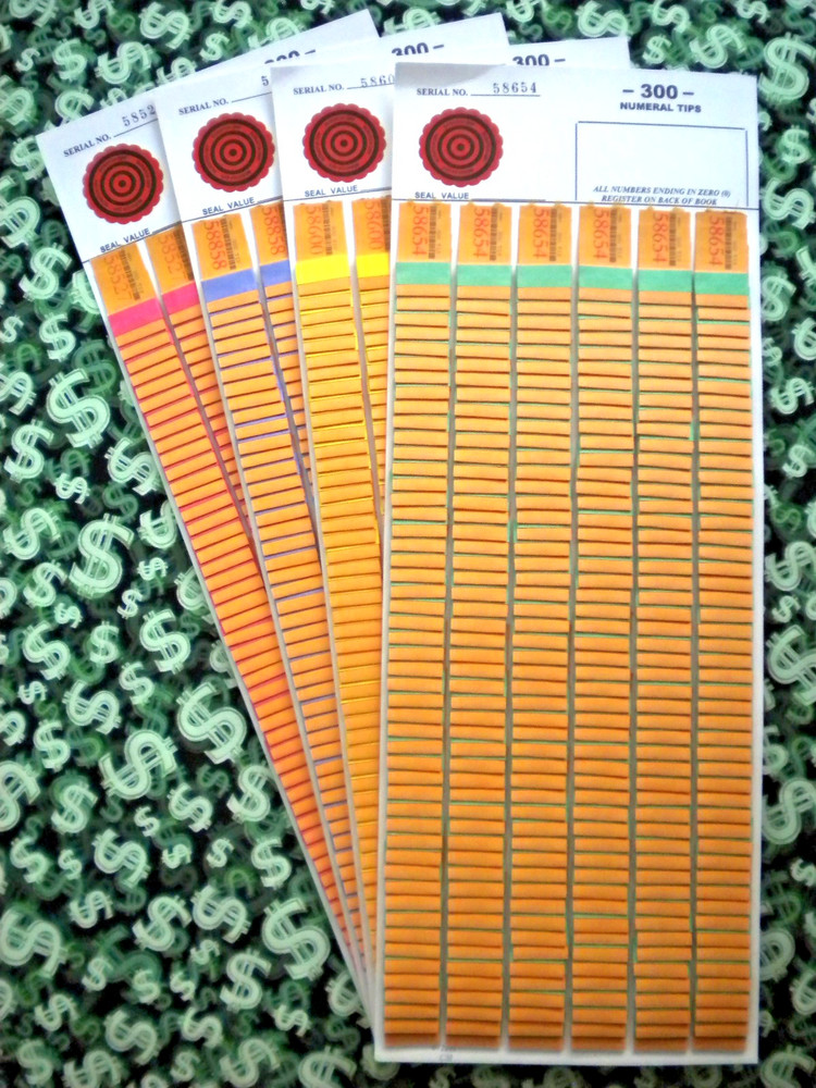 ( 4 Lot ) 300 Singles REGULAR "NOT Sure" TIP BOARD {010-300} Pull Tab Jar Ticket
