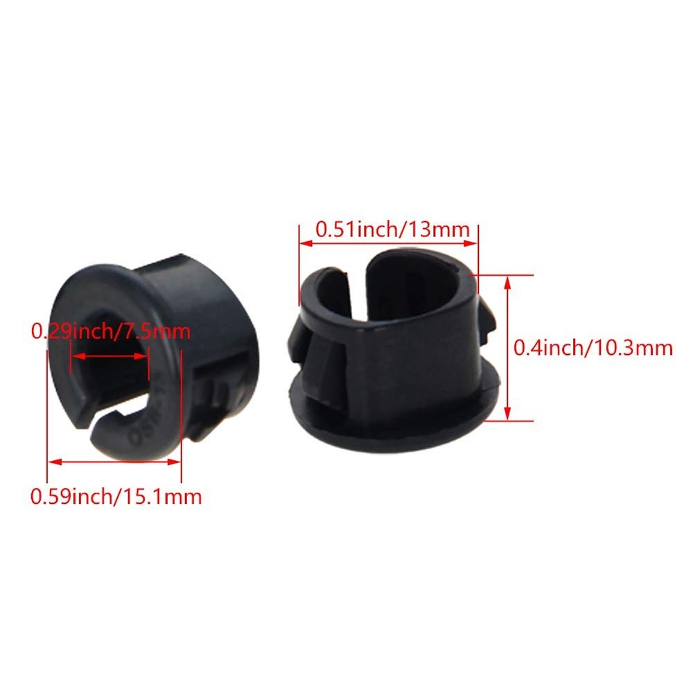 Fielect 200Pcs Cable Snap Bushing 1/2" 13mm Black Nylon Model:OSB-13, 200pcs