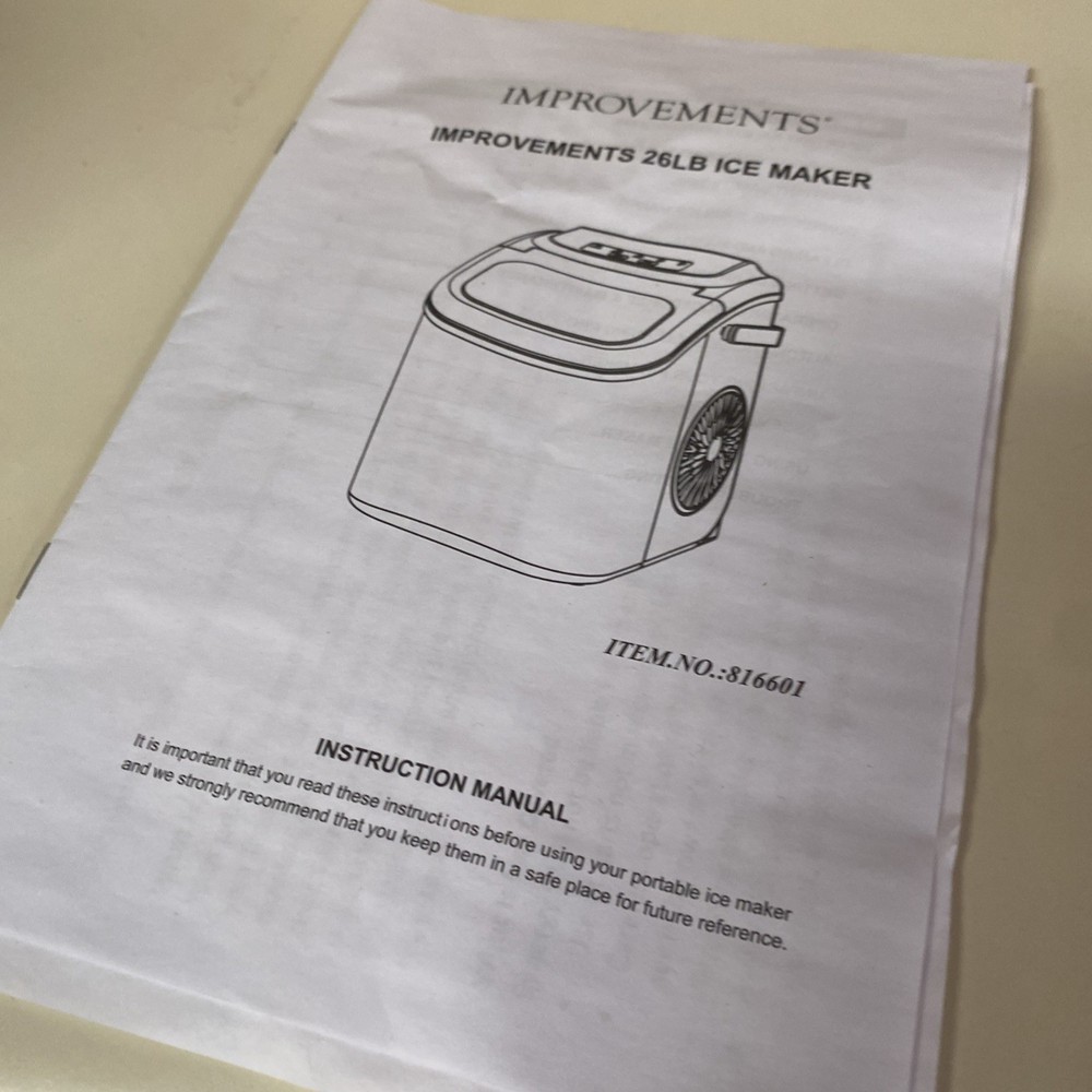 Improvements 26 lb. Portable Compact Ice Maker with Handle Pearl White