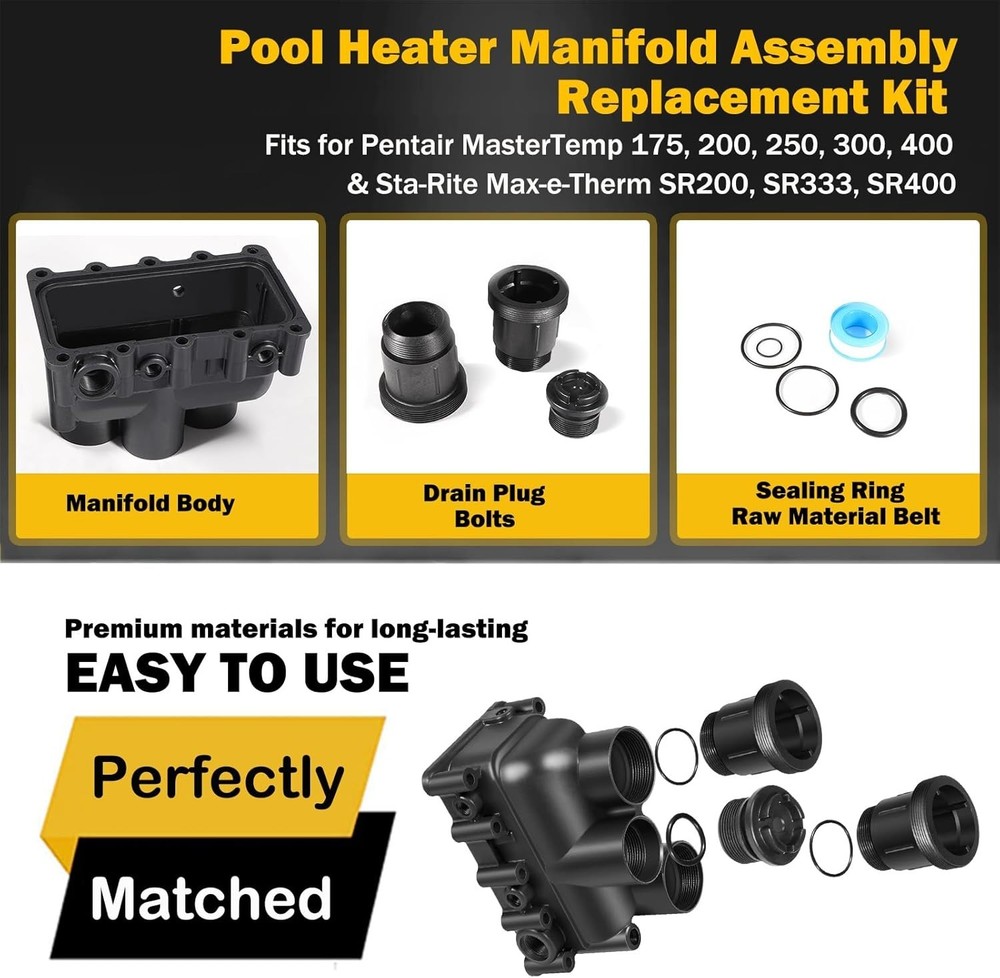 Pool Heater Manifold Assembly Replacement Kit for Pentair MasterTemp 175-400 ...