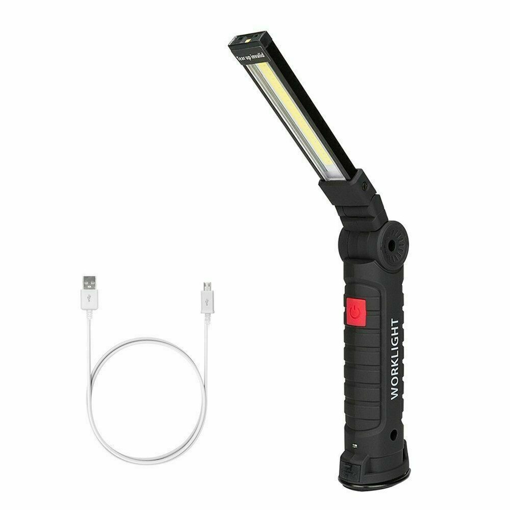 Magnetic Rechargeable COB LED RED Work Light Lamp Flashlight Folding Torch