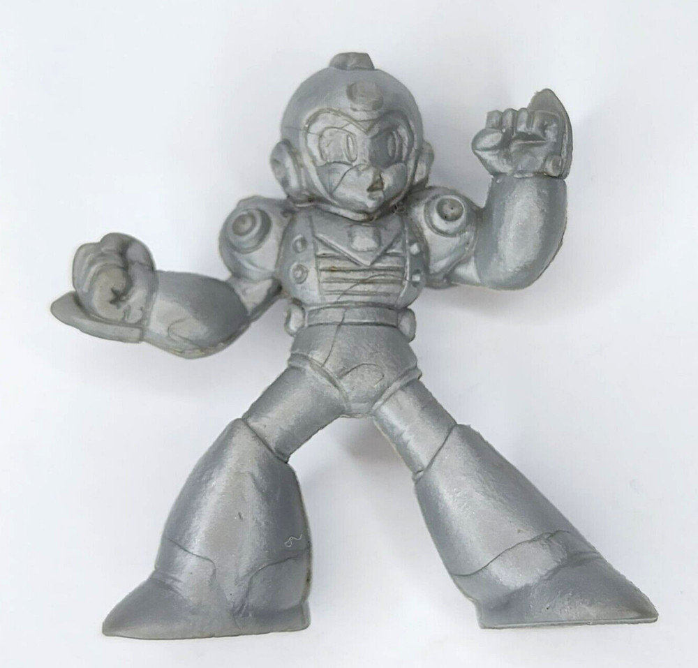 Mega Man Rockman 1.5" Power Mega Man Silver Rubber Keshi Figure Bandai