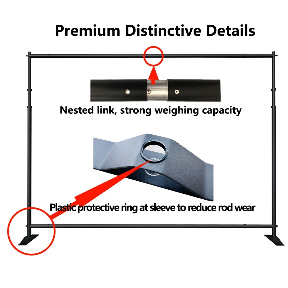 Heavy-Duty Tube Step and Repeat Backdrop Telescopic Banner Stand Adjustable 8x10