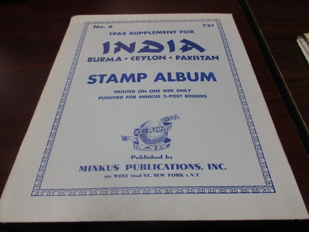 "MINKUS"  1965 #6 SUPPLEMENT INDIA  BURMA, CEYLON, PAKISTAN  W/FREE SHIPPING!!!