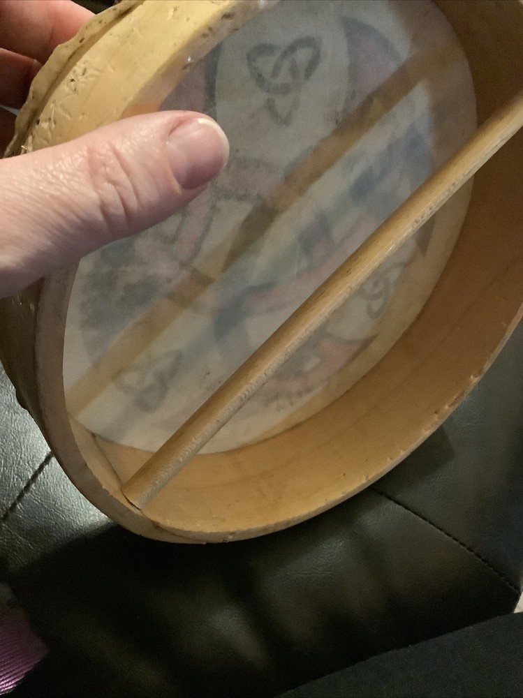 Vintage Handpainted/Handmade Drum ~Needs TLC~