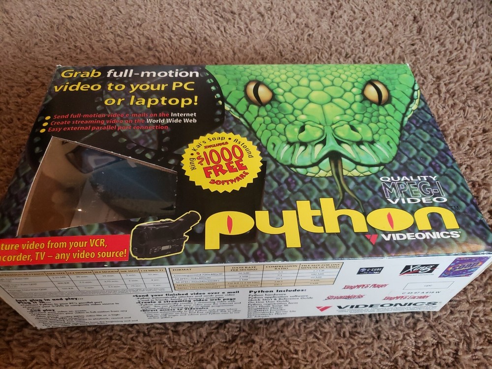 Vintage Gaming Videonics Python Video Capture Card w/ Free Software Complete