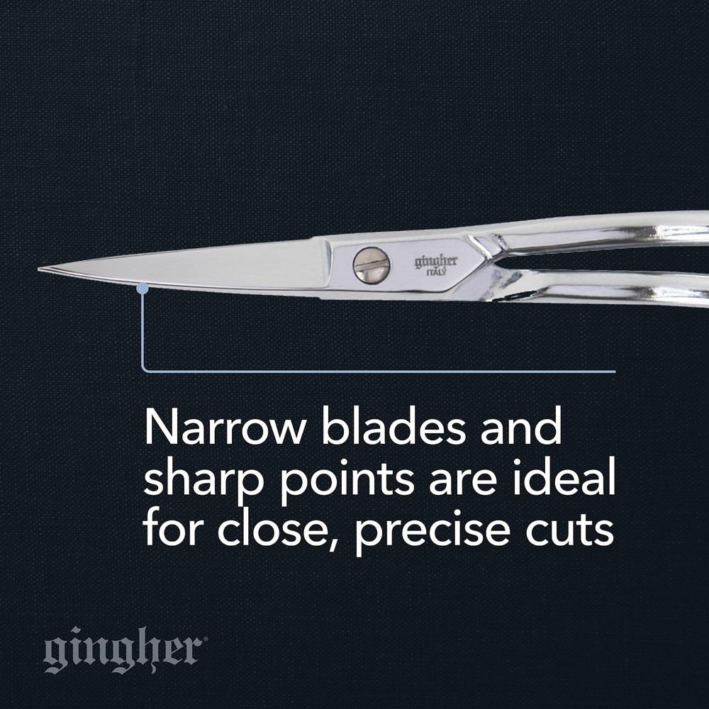 Gingher Double-Curved Embroidery & Appliqué Scissors 6" - Sharp, Smooth Cuts