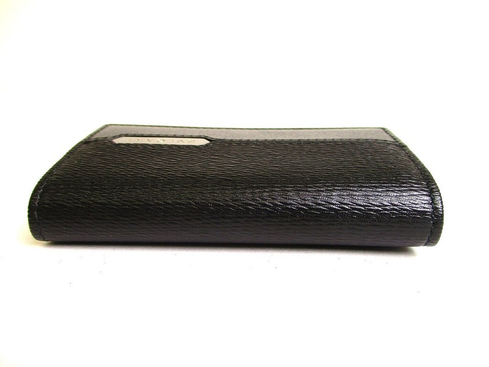 Authentic BVLGARI Black Leather 6 Pics Key Cases #a086