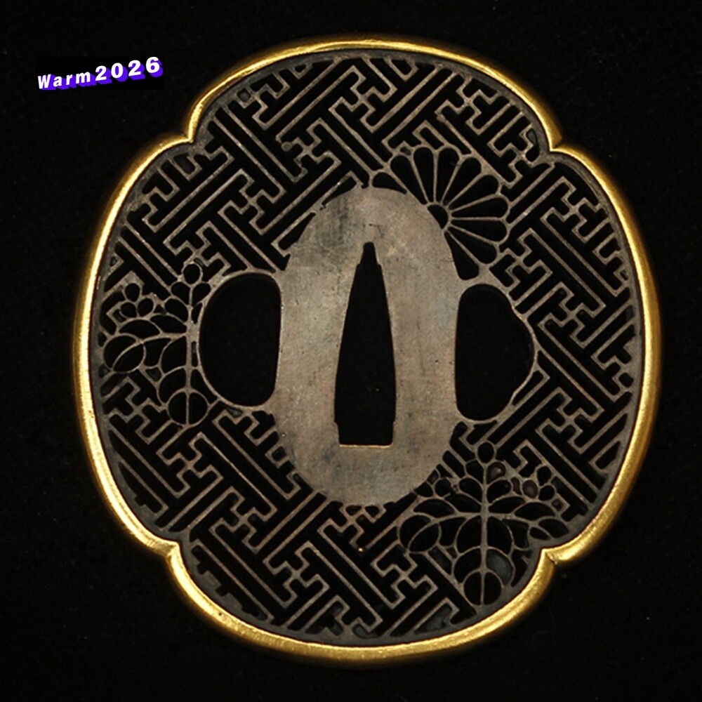 Nice Copper gilding Tsuba， Fuchi Kashira Menuki