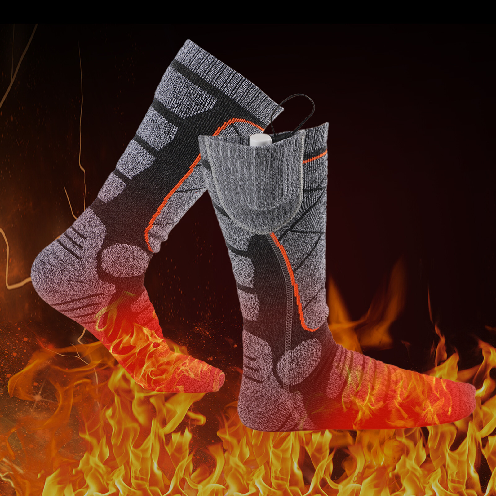 3.7v Heated Warm Socks w/2 Rechargeable Battery Men Women Washable Electric Sock