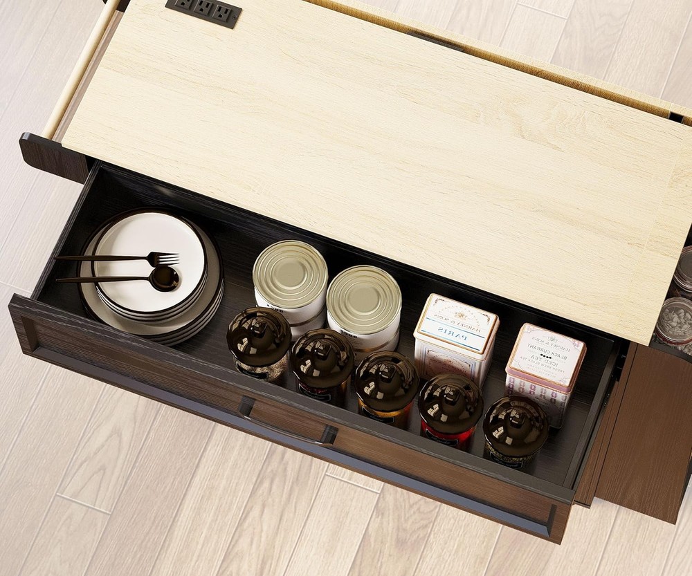 Kitchen Island Table with Storage Drop Leaf