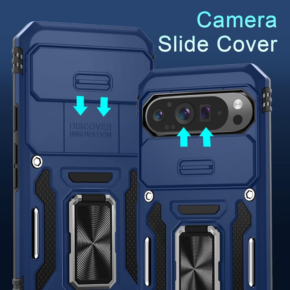 Case for Google Pixel 9 Pro XL with Slide Camera Cover and Screen Protector, Bla
