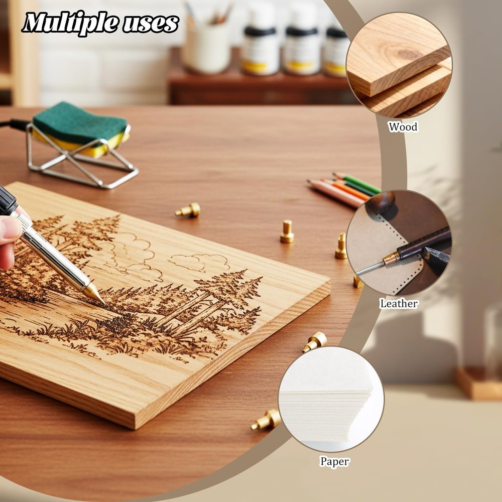 99 Pcs Wood Burning Tips Kit Pyrography Tip Set Gold + Silver