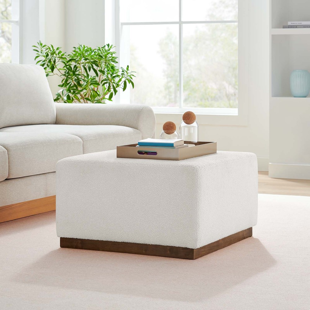 Modway Large 28" Square Boucle Upholstered Ottoman