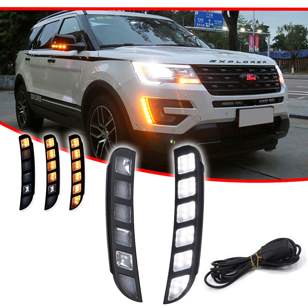 Sequential Switchback LED DRL Turn Signal Lights Kit For 2016-2019 Ford Explorer