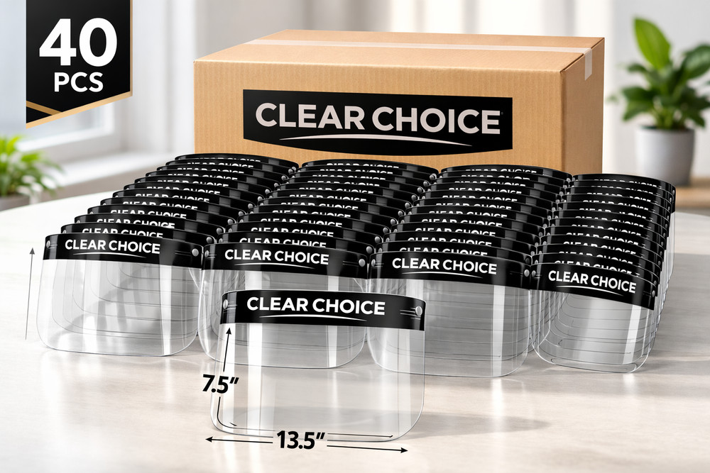 CLEAR CHOICE Face Shields – 40 Pack