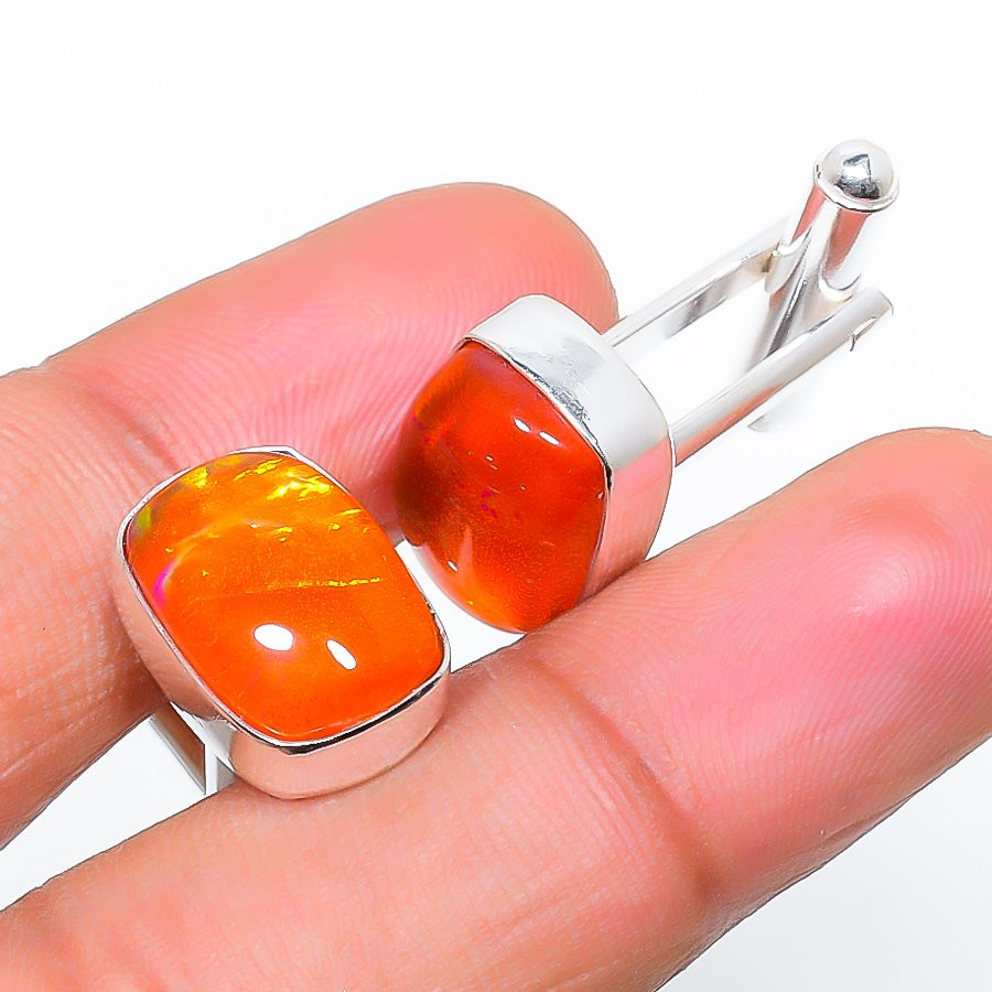 Australian Triplet Opal Gemstone 925 Silver Handmade Cufflinks Stnd.