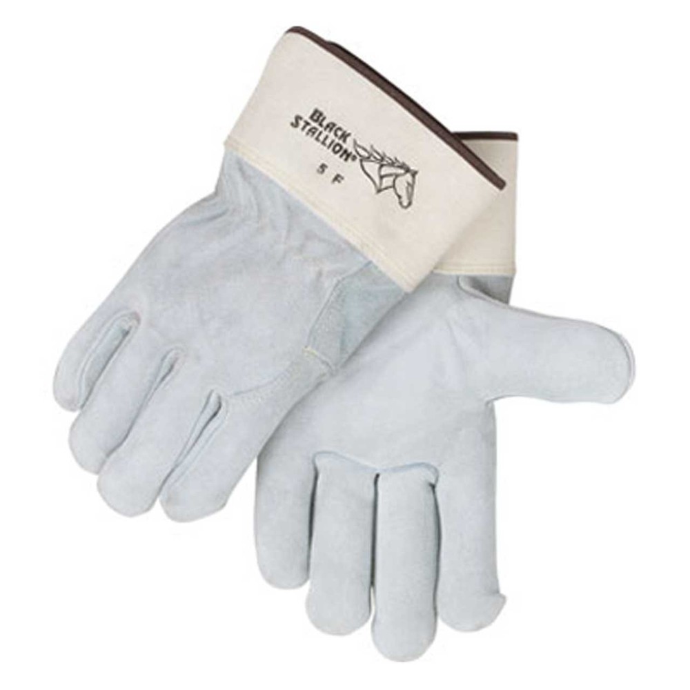 Black Stallion 5F Side Split Cowhide Gloves, Short Cuff, Large, 12 pack