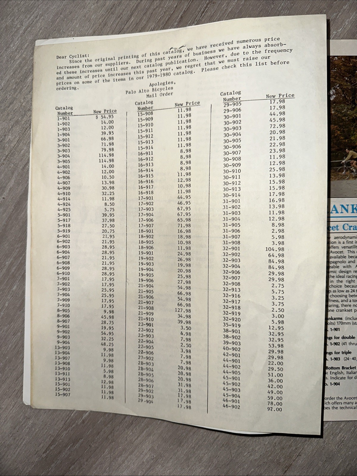 1979-1980 Palo Alto Bicycle Shop Catalog vintage bike parts