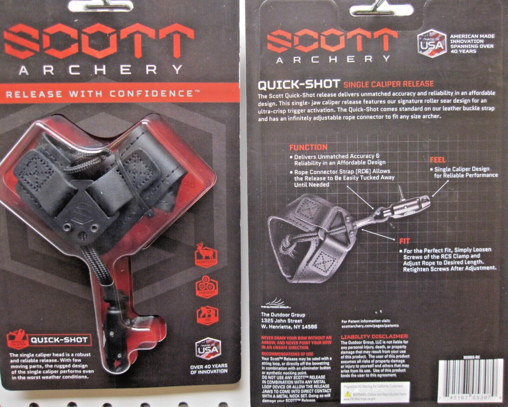 Scott Archery Quick Shot Release Buckle Strap Black for Compound Bow-New