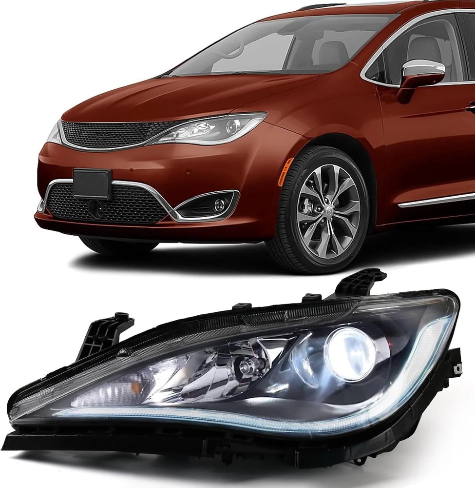 FIONE Headlights Assembly Halogen Projector Headlamp Left Driver Side