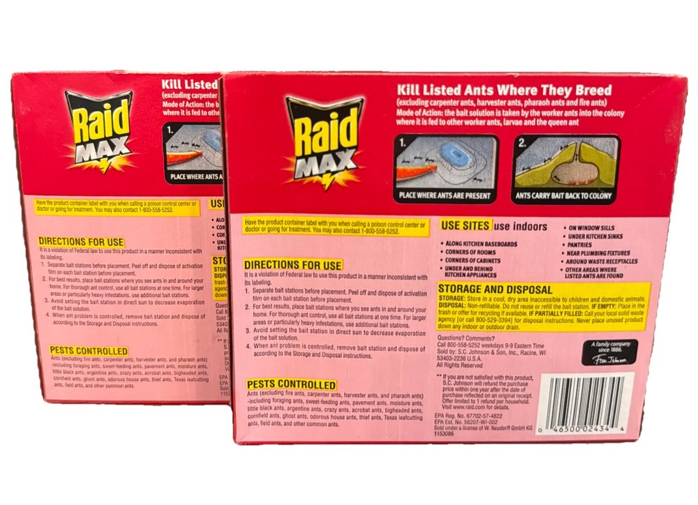 8 Raid Max Liquid Ant Bait Stations Kills Queen & Colony (2 Boxes x 4ct)