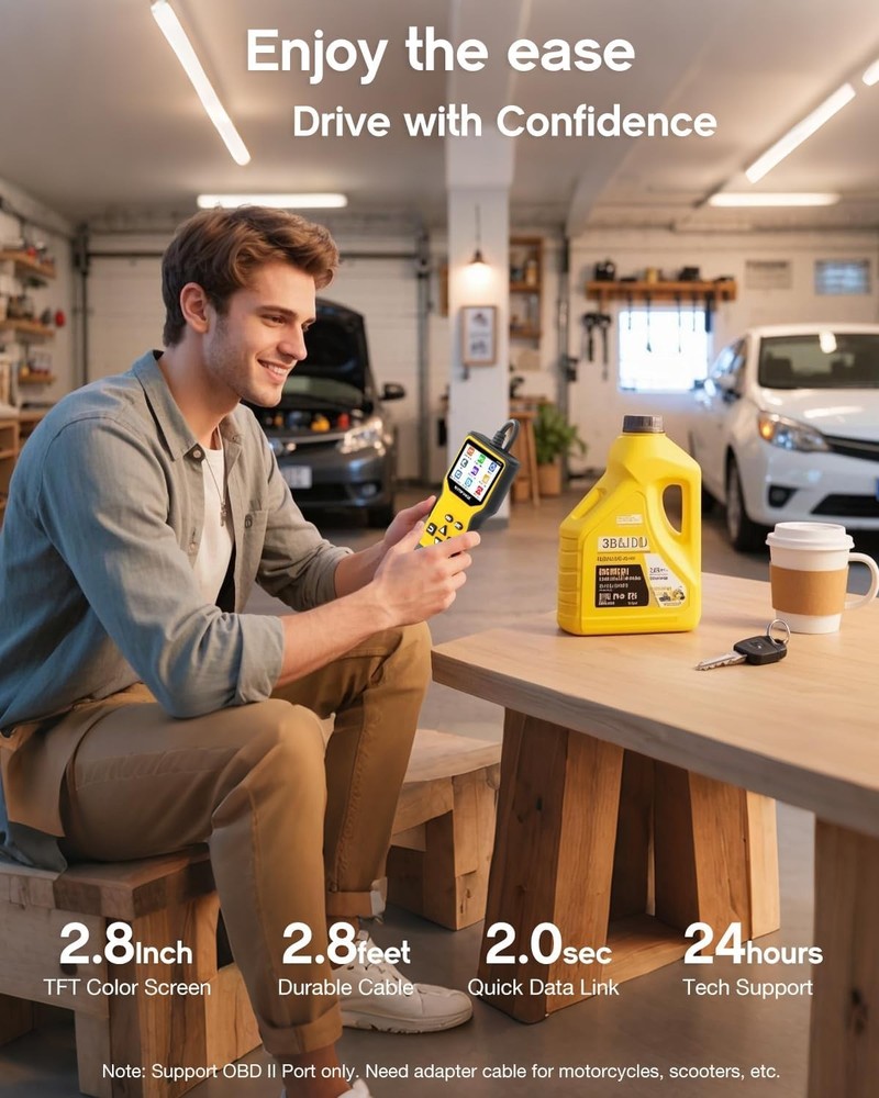 User-Friendly OBD Code Reader & Battery Tester - 1996+ Vehicle Compatibility