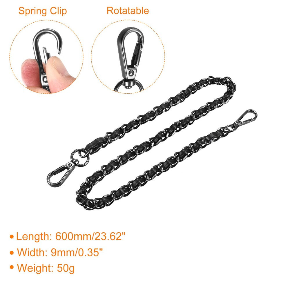 Purse Chain Strap, 24" Purse Strap Shoulder Replacement Strap, 2Pcs Black+Grey