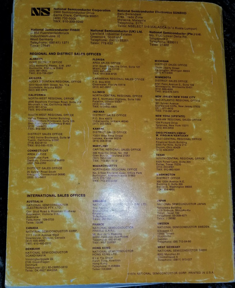 USED 1974 National Digital Integrated Circuits Databook