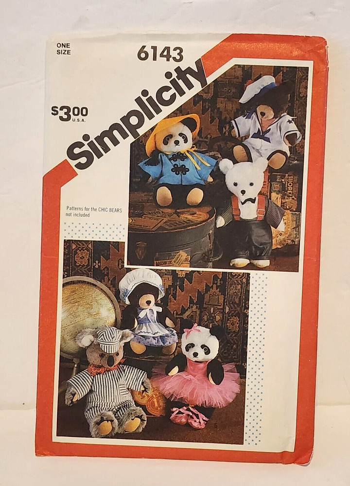 Simplicity 6143 Chic Bear wardrobe sewing pattern sailor engineer ballerina 1983