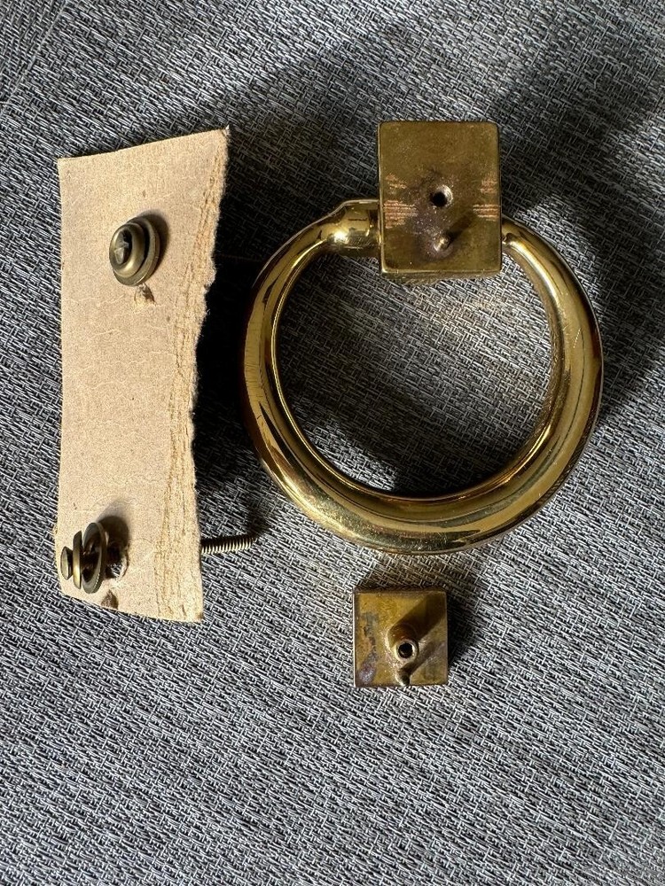 Heavy Solid Brass Door Knocker with Strike Plate, 4" Round