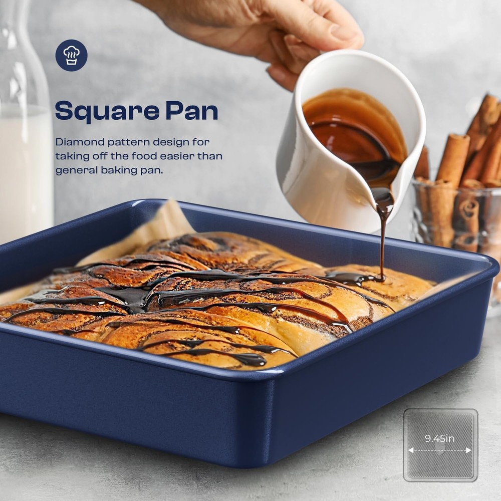 Baking Pans Set 8-Piece Bakeware Sets, Sets for Cooking Diamond Blue