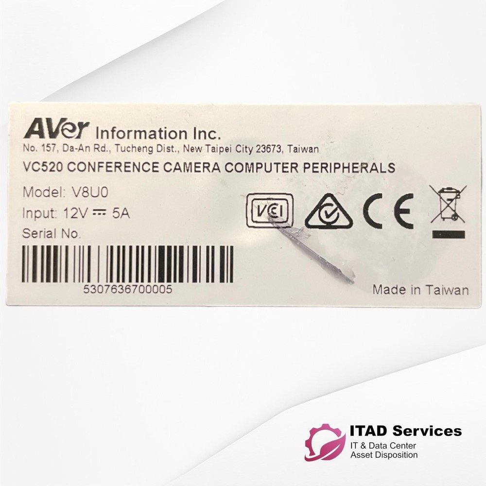 AVER V8U0 VC520 Conference Camera Computer Peripherals - TESTED
