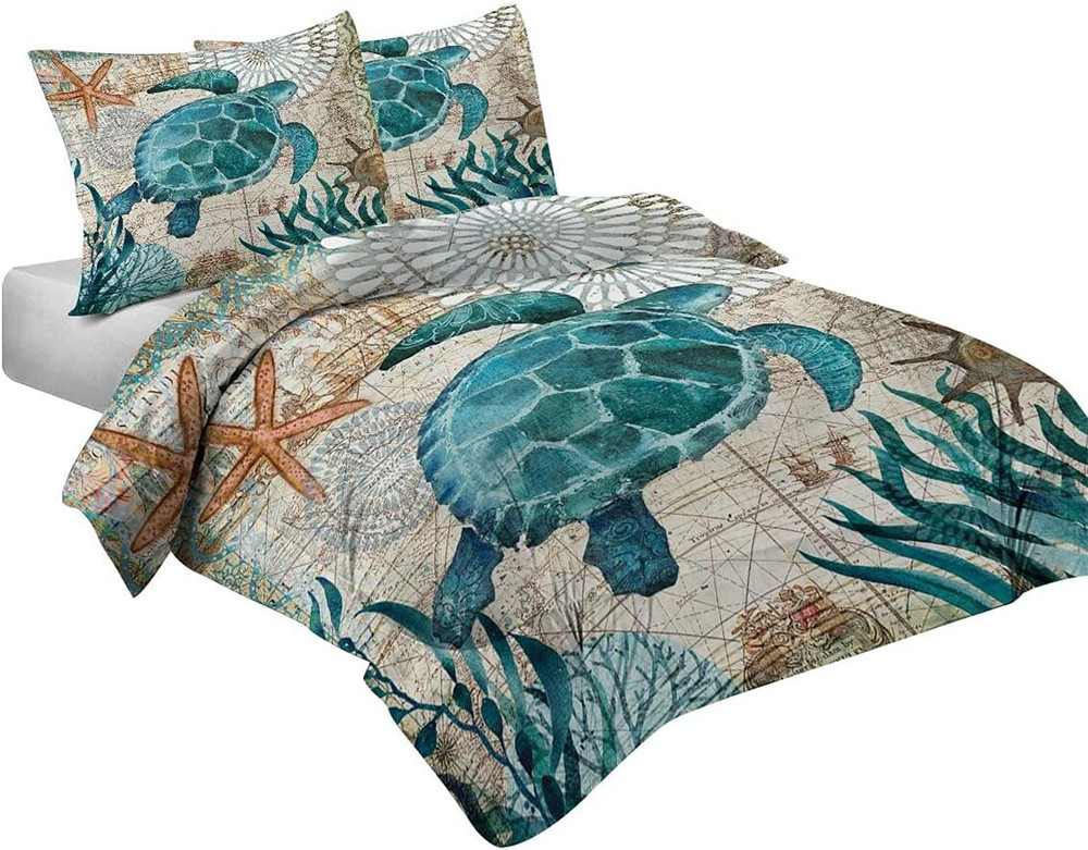 Ocean Comforter Set Turtle Comforter Set, Sea Turtle Bedding Collections Soft fo